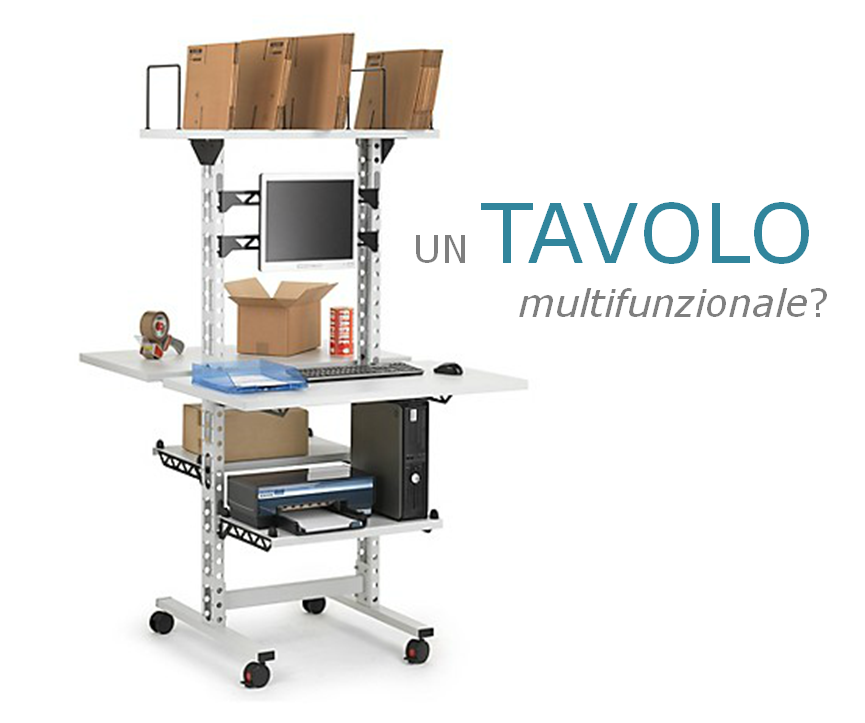 Tavolo da imballaggio mobile, multifunzionale, double-face, resistente