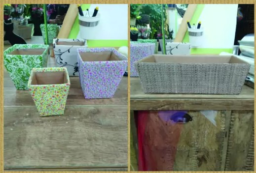 decorare vasi con cartone